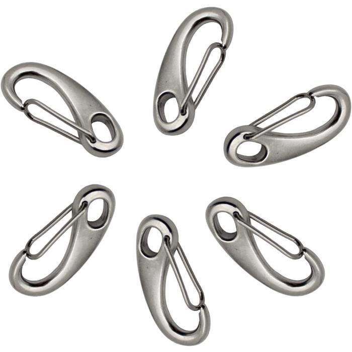 Lot De 6 Mousquetons Inox 50mm - Forme Oeuf | Acier Inoxydable 304 | Pour Camping Et Randonnée