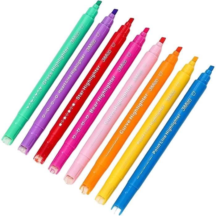 Stylos Courbes Colorés - Stylos Surligneurs Courbes À Double Pointe