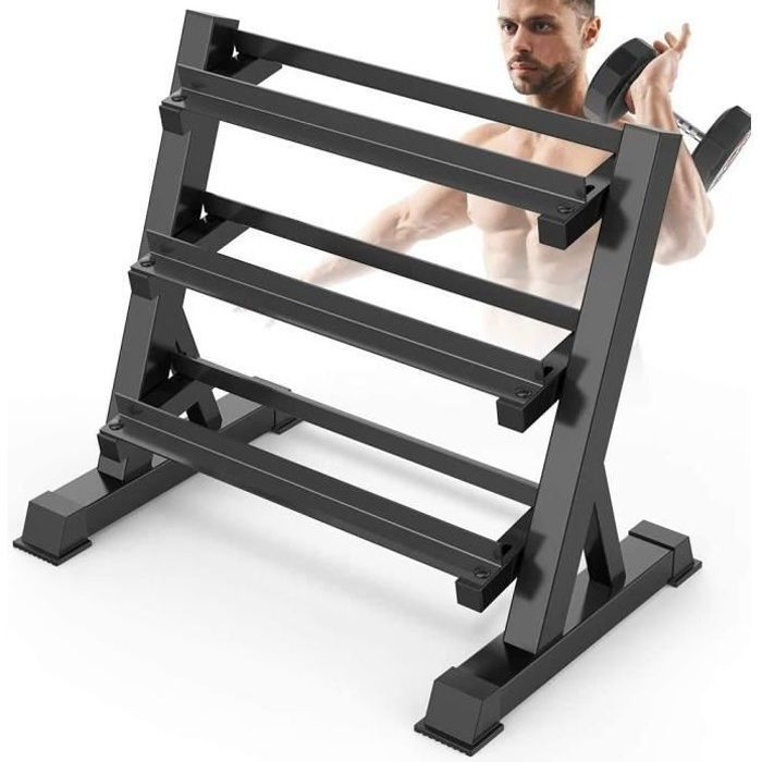 Support Pour Haltères - Musculation, Charge Max. 300kg, 90x50x93cm, En Acier, Noir - Rack De Rangement, Repose Barre - Sport