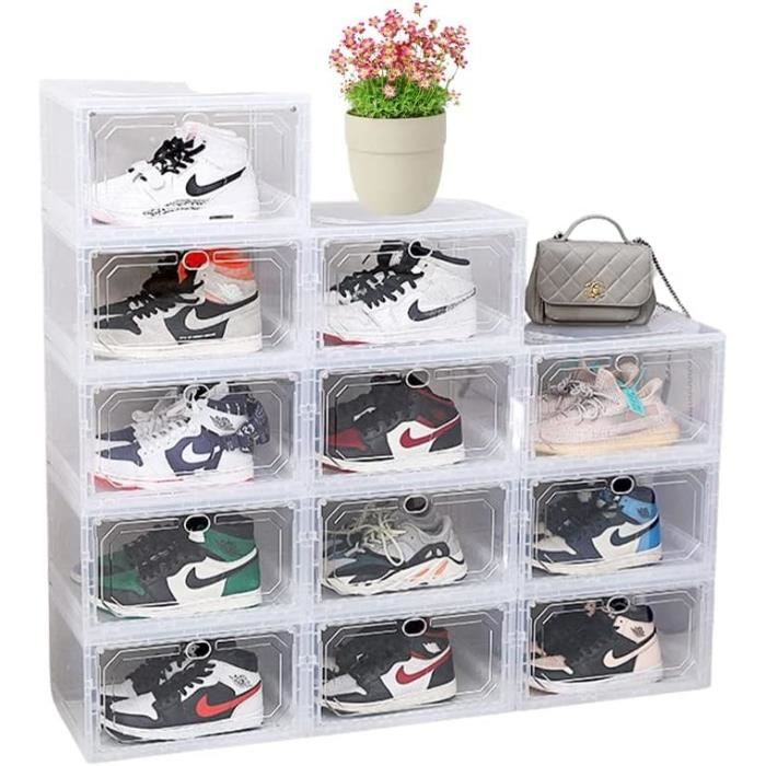 Boîte transparente à chaussure avec couvercle rangement empilable stockage