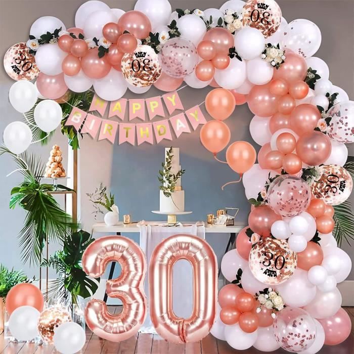 Ballons en aluminium numéro 30, or Rose, décorations de fête de joyeux  anniversaire, femme adulte, homme