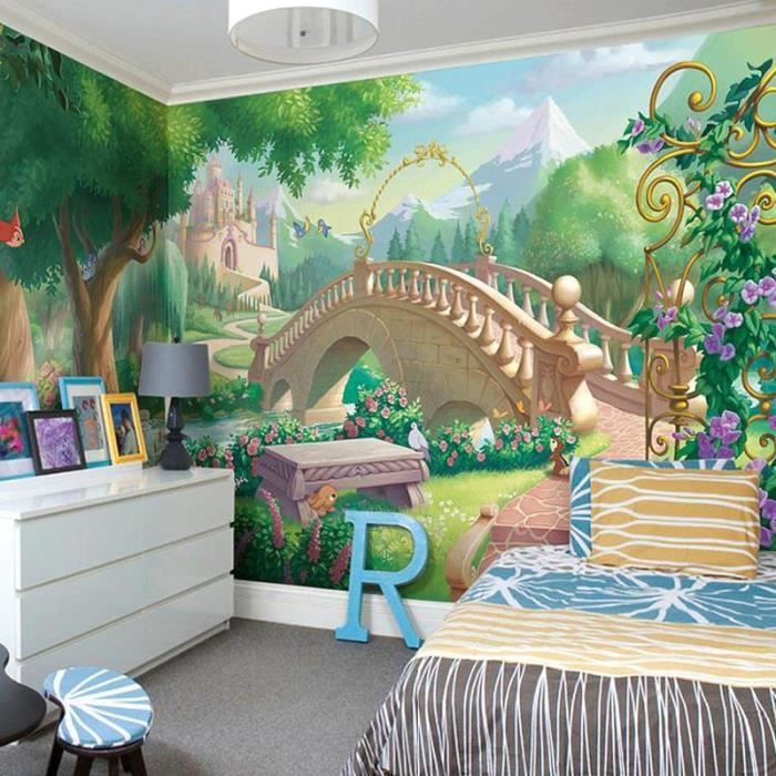 Tapisserie Murale Château 3D Effet Tissu - Décoration Salon, Chambre, Bureau - 150x200 Cm