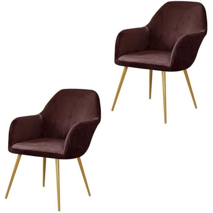 Housse De Chaise Extensible Velours Avec Dossier Et Accoudoirs - Noir Nero, Lot De 6 - Protection Élégante