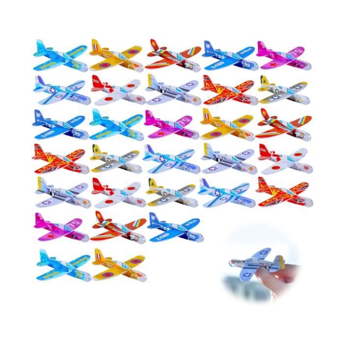 Lot De 30 Avions Planeurs En Polystyrène - 6 Motifs Différents - Jouet Extérieur Léger - Emballage Individuel - Dès 3 Ans