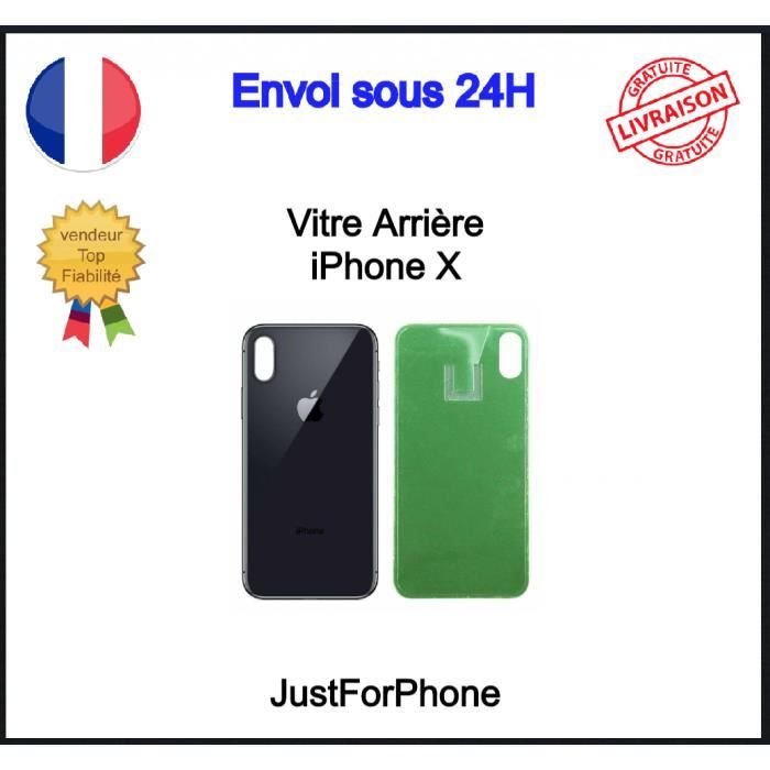 Lentille De Caméra Arrière En Verre + Adhésif Pour IPhone X - Pièce De Rechange Neuve, Fabriquée En France, Facile à Coller