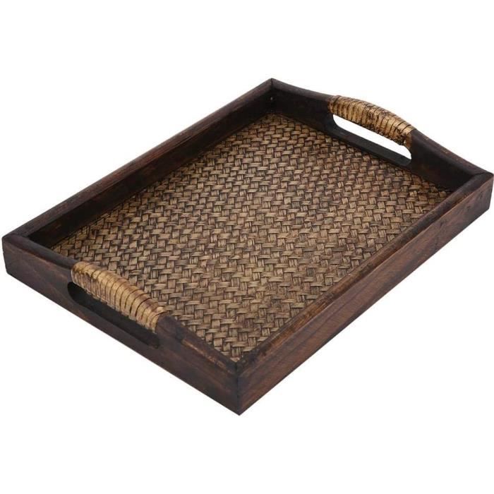 Plateau Rond En Rotin Naturel Avec Poignées Creuses – Élégant Panier Tressé Pour Fruits, Snacks Et Service – Style Boho Chic Pour Cuisine Et Salon