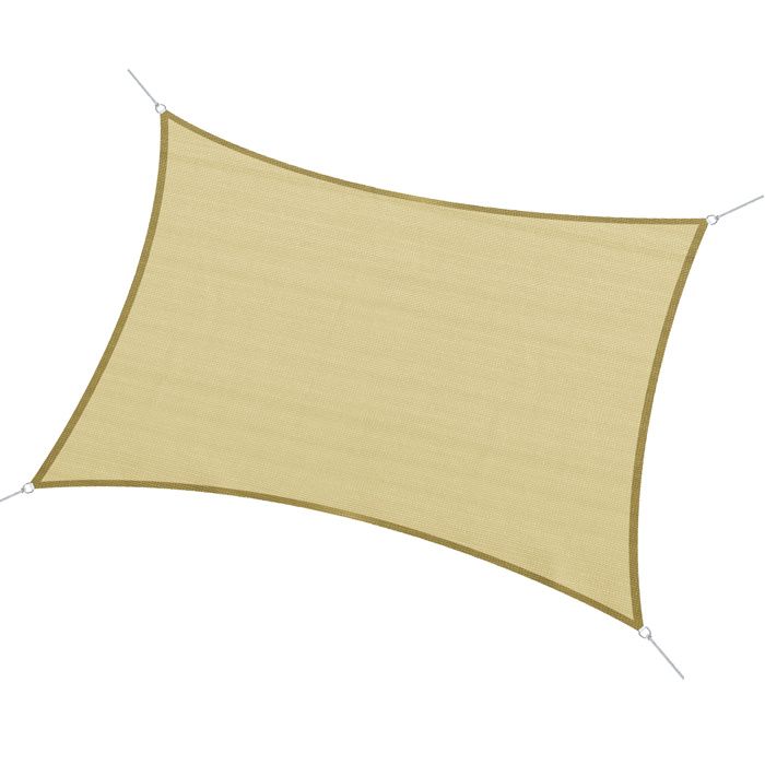 Voile d'ombrage rectangulaire Outsunny - 3 x 4 m - Haute densité résistant aux UV - Coloris Sable