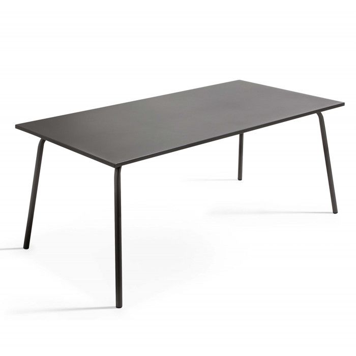 Table de jardin rectangulaire en métal anthracite Palavas Oviala