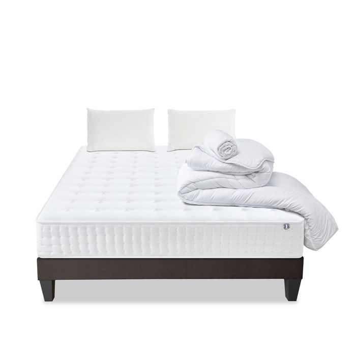 Pack Châtelet 180x200 cm Matelas Mousse + Sommier Bois + Accessoires Pack Châtelet 180x200 cm Matelas Mousse + Sommier Bois + Accessoires