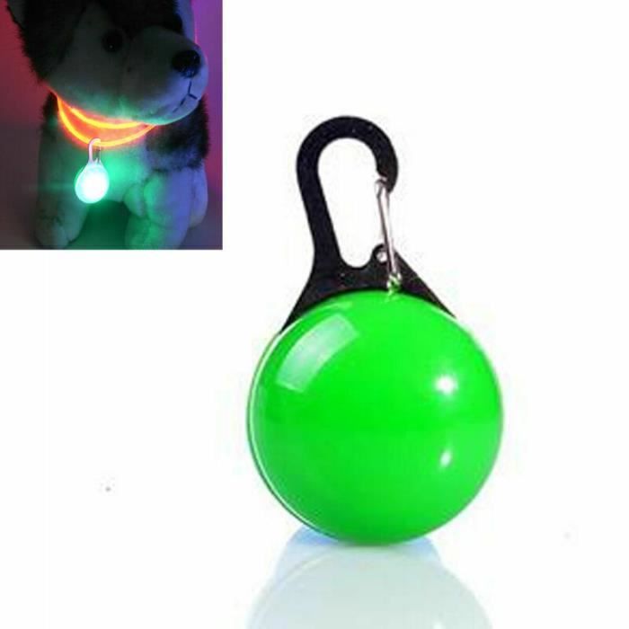 Pendentif LED lumineux vert pour chien et chat — visibilité et sécurité nocturne accroche porte-clés