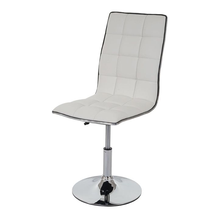 Chaise de salle à manger HWC-C41 chaise de cuisine pivotante et réglable en hauteur similicuir - blanc Chaise de salle à manger HWC-C41 chaise de cuisine pivotante et réglable en hauteur similicuir - blanc
