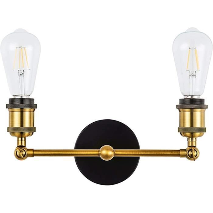 Applique Murale Réglable Avec étagère - Style Rétro, Noir - Lampe LED 230V, Interrupteur Mural - B.K.Licht