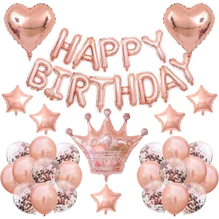 Ballons de décoration d'anniversaire en or Rose, bannière joyeux anniversaire, guirlande de guirlandes, confettis pour adultes, décoration de fête d'anniversaire de 18 ans