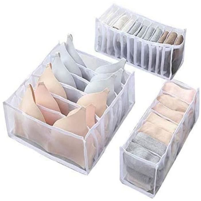 3 Pièces Sous-vêtements Soutien-gorge Chaussettes Culotte Boîtes De Rangement Armoire Organisateurs Garde-robe Placard Maison Organi