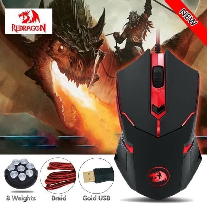 Redragon M601 CENTROPHORUS-3200 PPP Souris PC Gaming Omron Micro Commutateurs Cartouche de Personnalisation du Poids 6 Boutons 