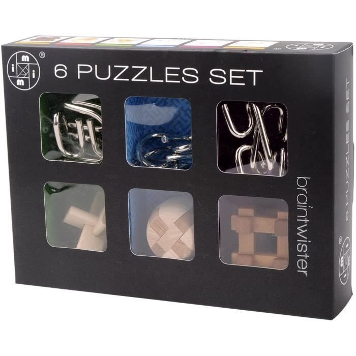 6 en 1 Casse-tête Kit,3D IQ Puzzle en Bois et Casse-tête en Métal