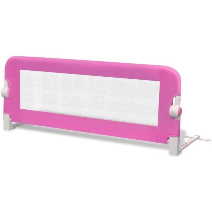 Barrière de lit pour Enfants - Rose - 102 x 42 cm - Réglable - Métal
