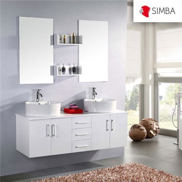 Meuble Salle de Bain 150 cm Blanc Set Vasque Robinetterie White Lion Ensemble