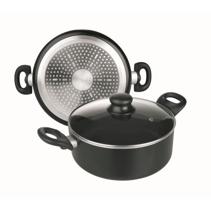 IBILI - Casserole avec couvercle en verre, Aluminium, 24 cm, Antiadhésif, Compatible avec l’induction