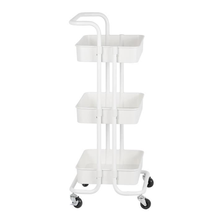 Desserte à roulettes Chariot de Service Roulant - YALURUI - Blanc - Cuisine - Contemporain - Design