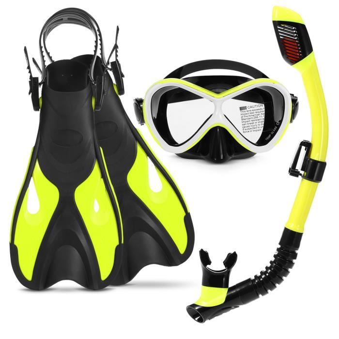 3 PCS Kids Snorkeling Kit Lunettes de natation Tube de plongée sec Palmes réglables-6