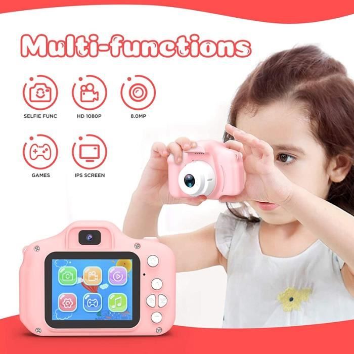 Appareil photo Compact,Caméra Selfie pour enfants,double caméra pour enfants  de 3 à 10 ans,avec carte SD de 32 go- Pink[B25964] - Cdiscount Jeux - Jouets