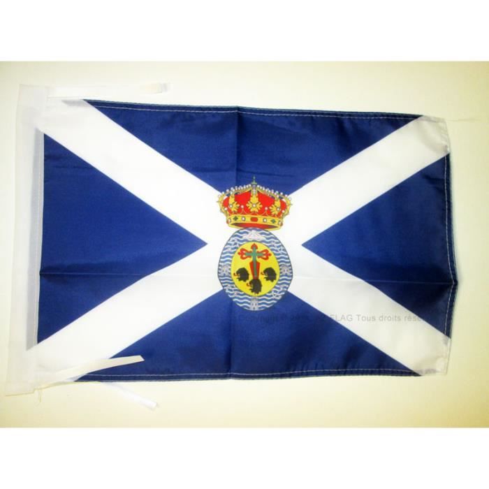 Drapeau Canaries AZ FLAG - 45x30cm - Maille Bloquée - Anneaux Plastiques - Pour Bateau Ou Extérieur
