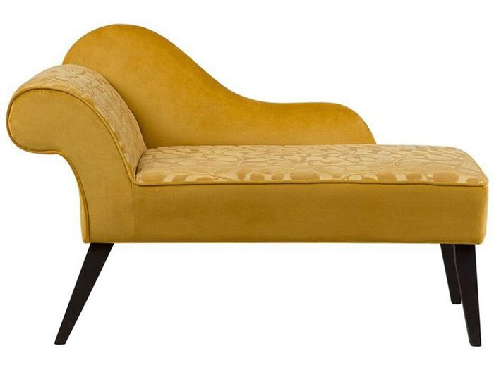 chaise longue jaune vintage beliani biarritz - 1 place - confort moelleux - velours