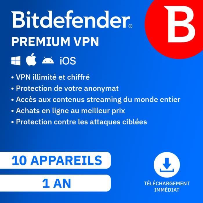 VPN Bitdefender Premium 2026 - 10 Appareils - 1 An - Renouvellement ...