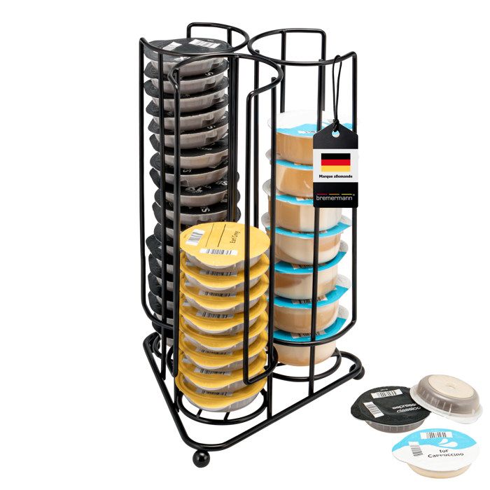 Support Pour Capsules Tassimo - Rangement Pour 51 Capsules - Noir - Design En Métal Pratique Pour La Cuisine - 7