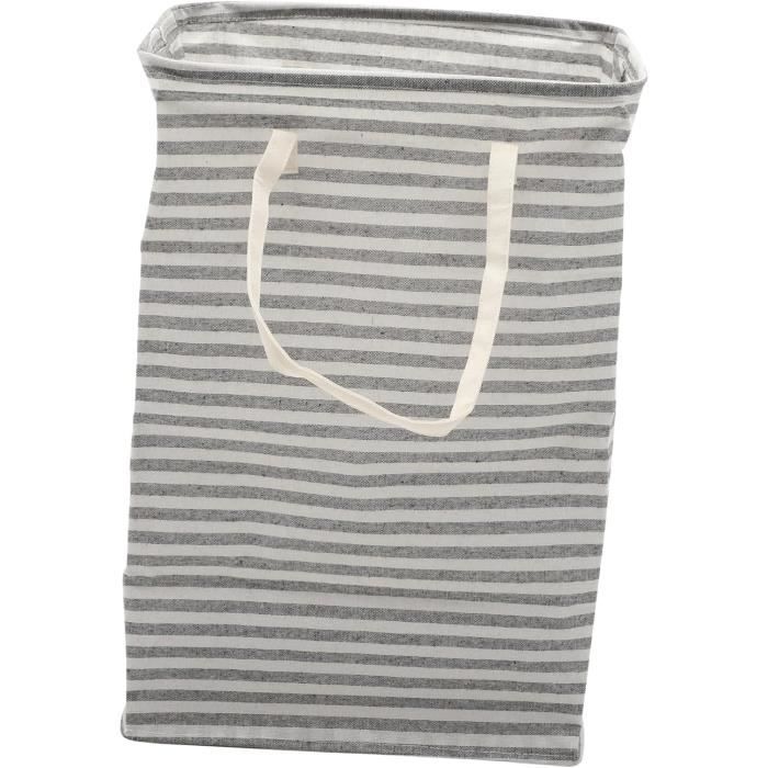 Panier à Linge Pliable Rectangulaire En Coton - Gris, Grande Capacité, Couvercle à Cordon, Idéal Voyage