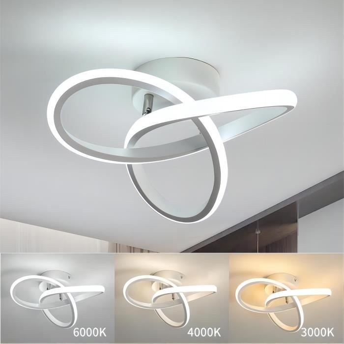 Plafonnier LED Dimmable, Style moderne Luminaire Lustre pour Chambre Salon Cuisine, Blanc [Classe énergétique E]