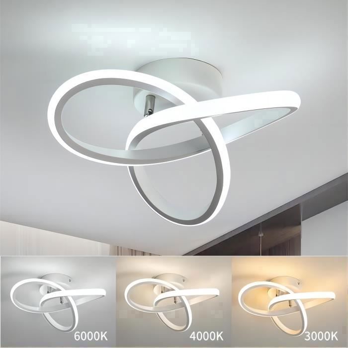 DELIPOP Plafonnier LED moderne 20W Noir Lampe de Plafond Température de couleur réglable pour chambre salon couloir salle à manger