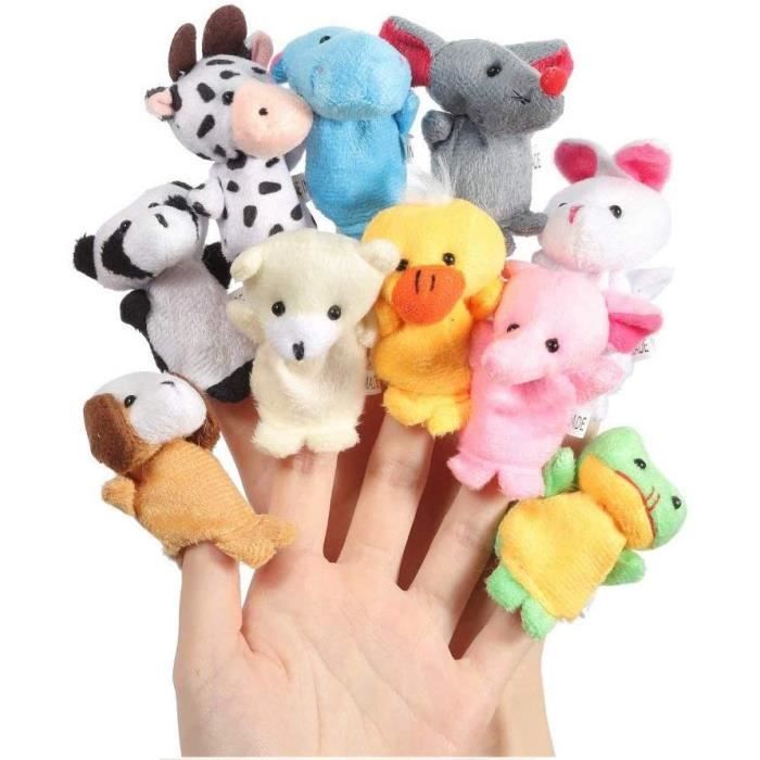 Lot De 10 Marionnettes A Doigts Jouets Pour Bebe En Forme De Petits Animaux De La Ferme En Peluche Douce Cdiscount Jeux Jouets