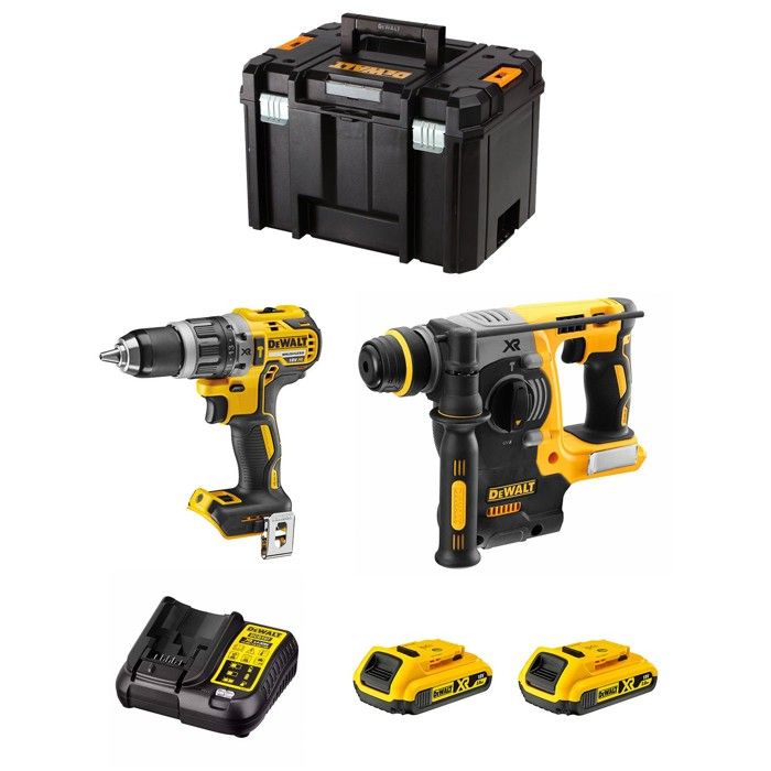 Kit DeWALT DWK210 Perceuse à percussion DCD796 et perforateur burineur DCH273 2 batteries 2 0 Ah TSTAK VI
