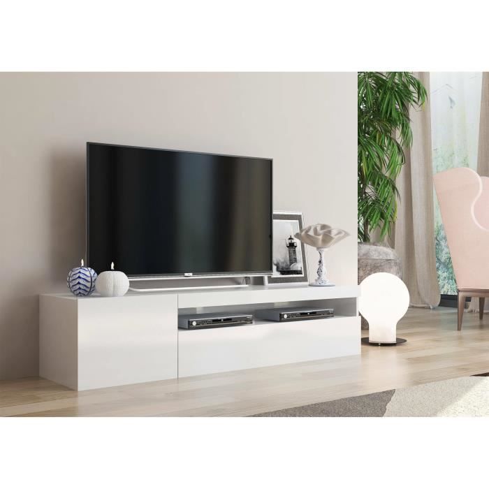 Dmora - Meuble TV Roberto Buffet bas de salon avec 2 portes base meuble TV 100% Made in Italy cm 150x40h37 Blanc brillant Dmora - Meuble TV Roberto Buffet bas de salon avec 2 portes base meuble TV 100% Made in Italy cm 150x40h37 Blanc brillant