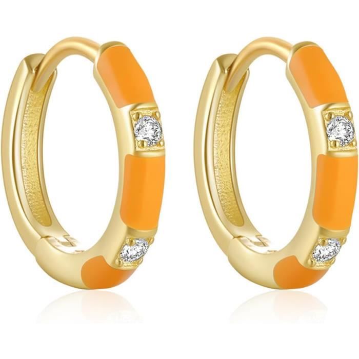 Boucles D'Oreilles Créoles Plaqué Or Blanc Et Jaune - Zircon - Neuf Avec Étiquettes
