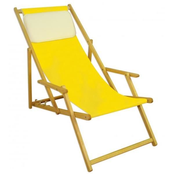 chaise longue de jardin jaune - erst-holz - 10-302nkh - pliant - bois massif - dossier réglable