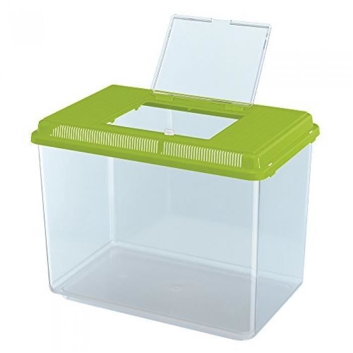 Meilleurs prix pour Ferplast Aquarium en plastique GEO MAXI Bac 21 L Conteneur pour petits animaux, aquarium, terrarium, insectes, bac à tortues, plastique robuste, grilles de ventilation, 41,3 x 26 x h 29,8 cm Vert