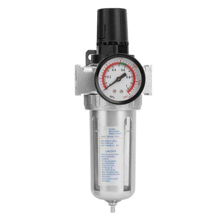Fydun Régulateur de pression d'air Régulateur de filtre anti-humidité pour compresseur d'air BSP 1/2' avec connexion de montage