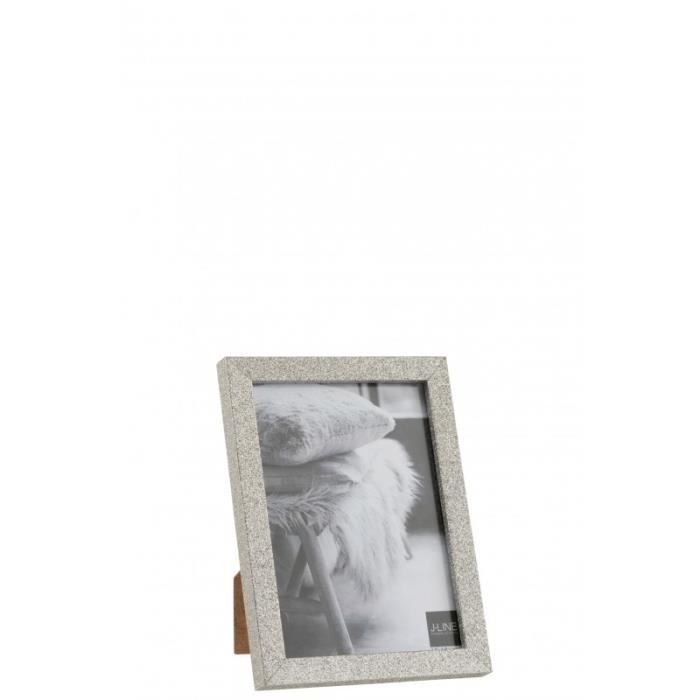 Cadre photo - J-LINE - 15x20cm - Pailleté en bois - Argent - Pour photo ...
