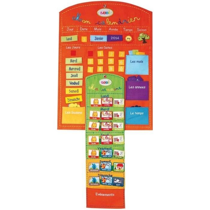 Calendrier Basic Et Semainier - LUDI - Orange - Mixte - Dès 3 ans ...