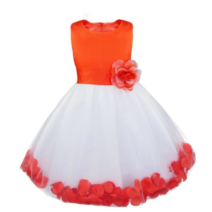 JerrisApparel Robe Fille Fleurs Sans Manches - Robe De Fête Mariage Cérémonie Avec Nœud