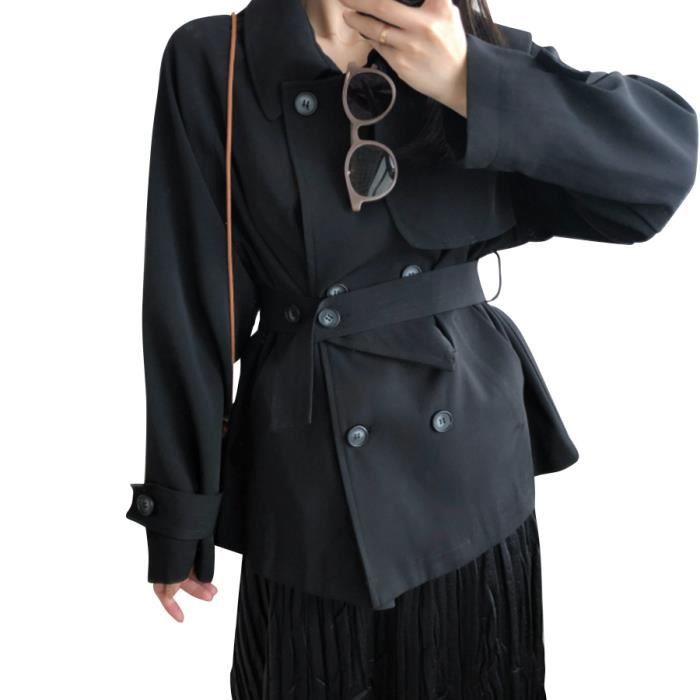 Trench-Coat pour Femme avec Ceinture Manteau Coupe-Vent à Double Boutonnage courte