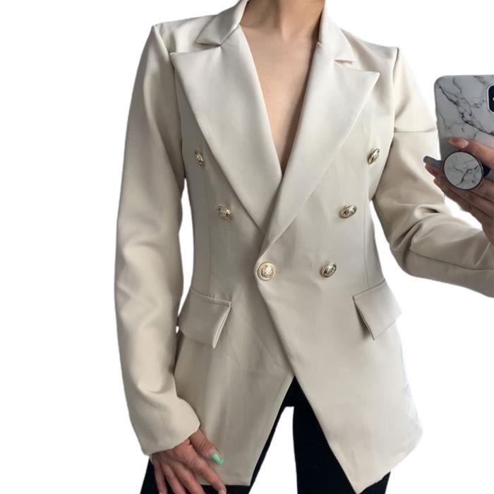 Veste En Simili Cuir PU Pour Femme – Double Boutonnage, Coupe Cintrée, Style Rétro élégant - 4