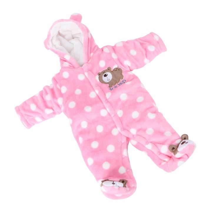 Winmany Combinaison Bébé Hiver Polaire Ours Dessiné - Barboteuse Chaud Capuche Pour Nouveau-né Et Tout-petit