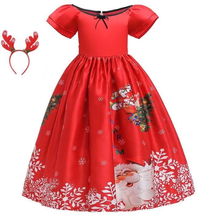 Robe de Noel Fille - Y compris Bandeau avec Noeud - Vêtements de Noël Fille  - Taille