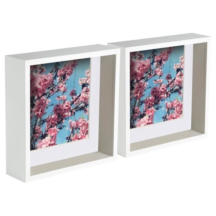 Lot De 5 Cadres Boîte Profonds 6x6" - Noir/Ivoire - Avec Support 4x4" Pour Images 3D - Neufs