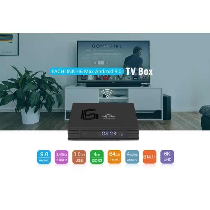 Box H6 TV BOX-EACHLINK H6 Max Android 9.0-Allwinner H6-4GB + 64GB-Lecteur ...