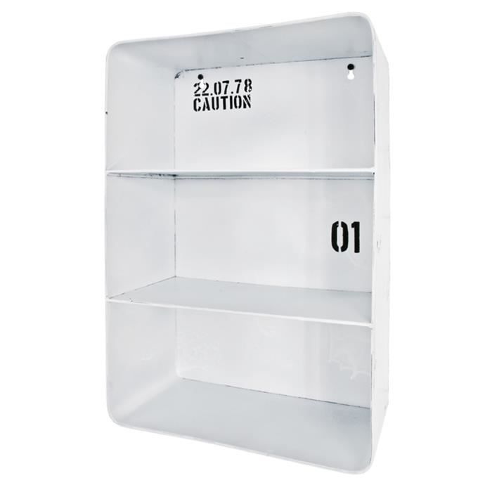 Etagère murale coloris blanc antique avec 3 étagères - Dim : L 30 x P 15 x H 45 cm Etagère murale coloris blanc antique avec 3 étagères - Dim : L 30 x P 15 x H 45 cm